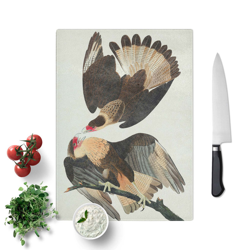Tempered Glass Brazilian Caracara Eagle Chopping Board, 28.5 cm W x 39 cm L