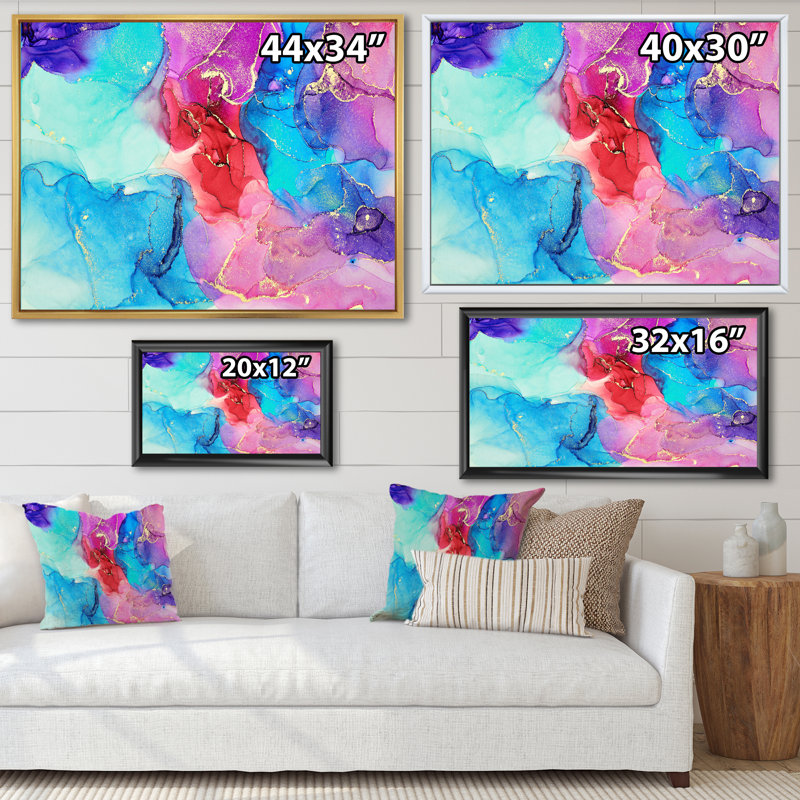 Turquoise luxueux, art abstrait fluide V - peinture sur toile, H 30 po x l 40 po x P 1,5 po, Cadre flottant noir