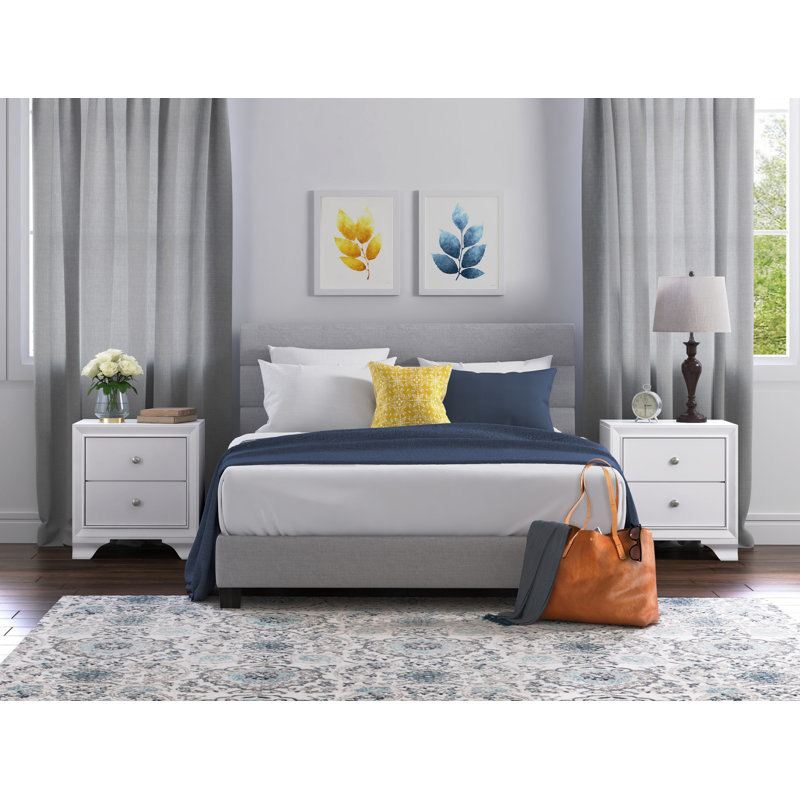 White MDF 2-Drawer Nightstand with USB Charging Station