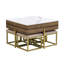Ensemble de tables basses à plateau relevable moderne avec rangement et 4 repose-pieds blanc et noyer