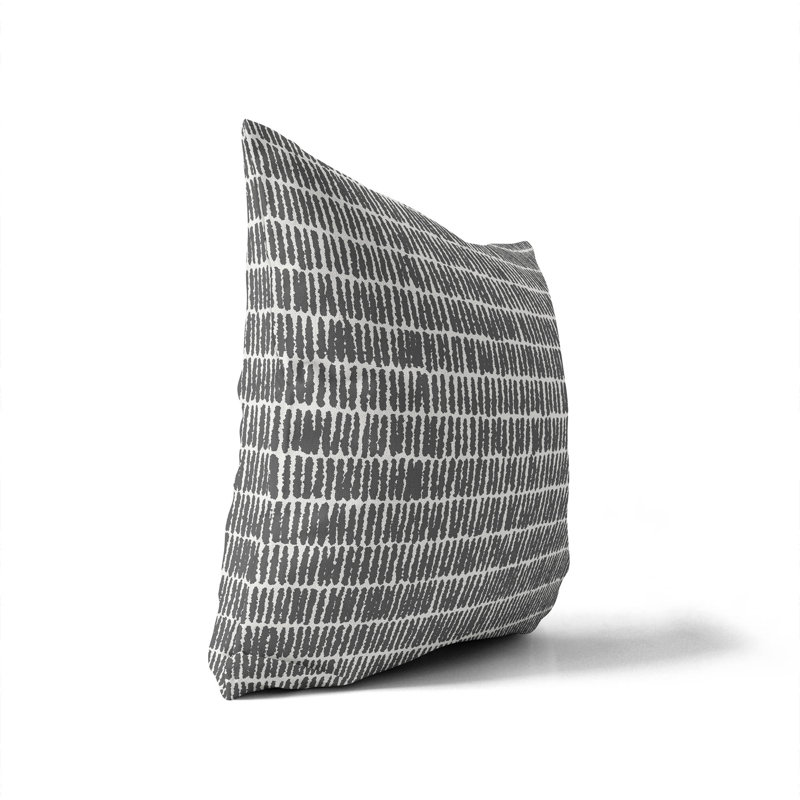 Coussin Ricky Row, Ivoire / rayures gris anthracite, H 26 po x l 26 po