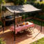 3 x 3 Meter Freestanding Outdoor Patio Awning with Grey Polyester Canopy and Powder-Coated Metal Frame, Garden Shade Shelter with Decorative Scrollwork and Ground Stakes Included