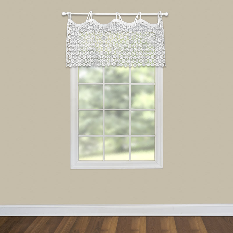 Atler Cotton Floral Tailored Window Valance, White