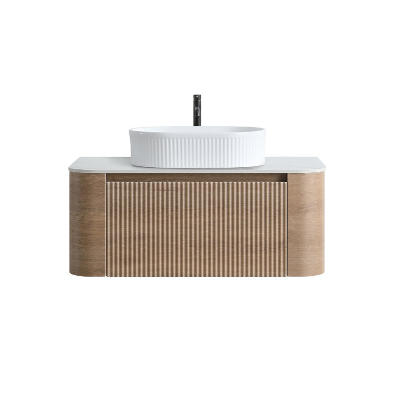 Meuble-lavabo cannelé avec armoire de rangement et tiroirs 36 po Avalon, 36