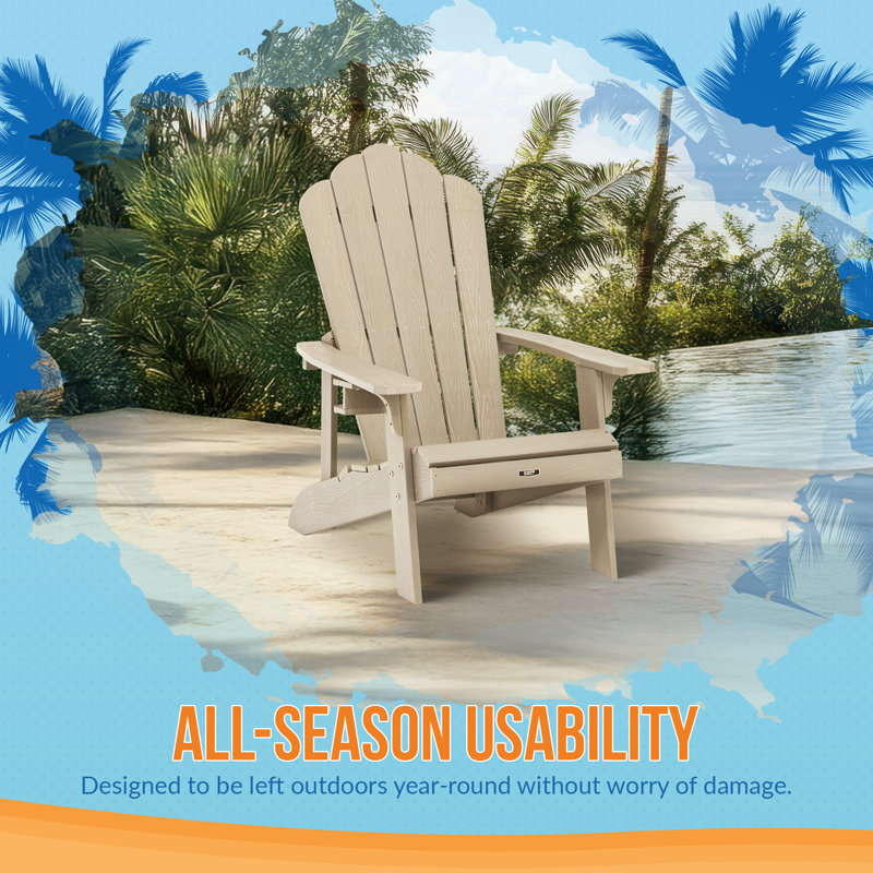 Chaise Adirondack Ez-Care Ez-Care de Island Retreat - parfaite comme chaise d'extérieur, de patio ou de foyer - Conçue de manière ergonomique avec du bois en poly-résine résistant aux intempéries - Peinture à texture de bois, gris ardoise