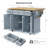 54inch Large Kitchen Island with Rubber Wood Drop Leaf, Embossed Texture Rolling Kitchen Cart on 4 Wheels with 4 Doors and 3 Drawers, Kitchen Island with Storage for Kitchen, Dining Room,Grey Blue-1724370947