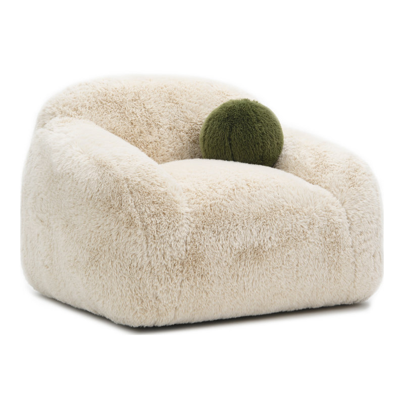 Leann 360-Degree Swivel Chair With Ball Pillow, Beige