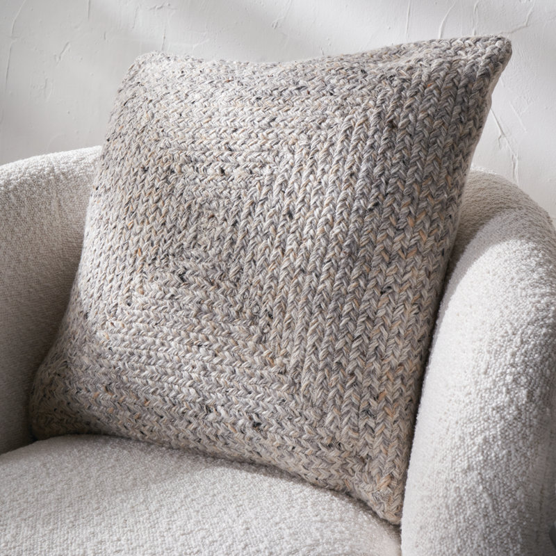 Indoor / Outdoor Geometric Square Cushion, Grey/Beige