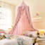 Bed Canopy for Girls with Ruffled,Princess Round Dome Children (Beige Pink)