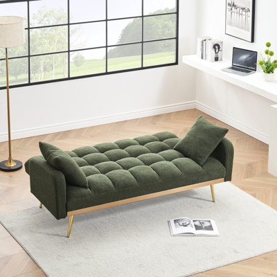 Lit réglable de 69 pouces avec tissu pour petite chambre à coucher et salon - convertible à trois vitesses, confortable, fabrication en métal dans les espaces, cadre amovible