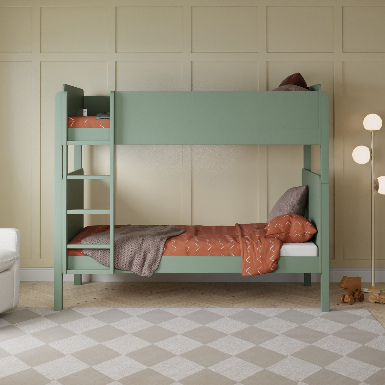 TipToe Twin Bunk Bed, Light Sage