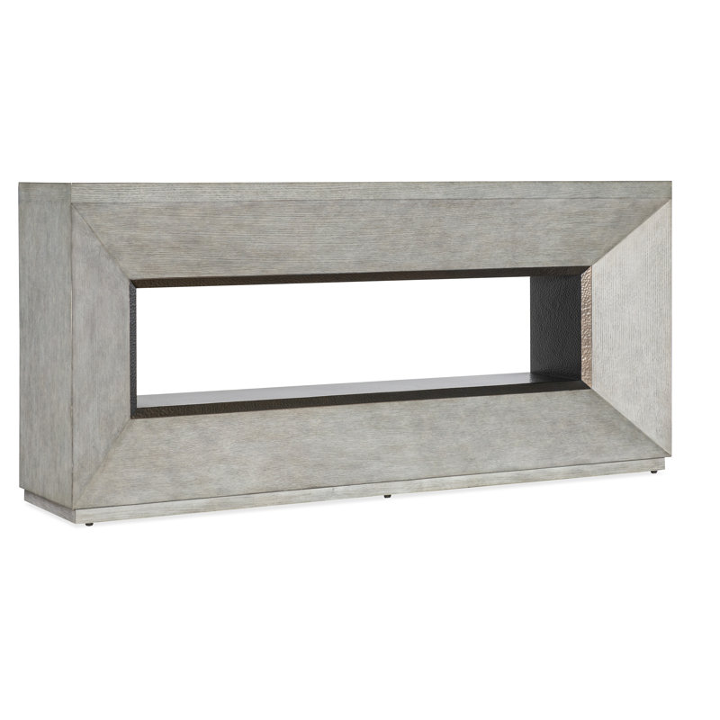 Gray Oak and Antique Brass Rustic Console with Storage