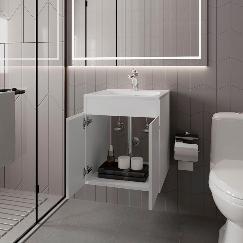 Meuble-lavabo avec deux portes Shoshoni, blanc, Blanc