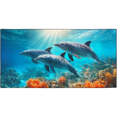 Serviettes de plage surdimensionnées en microfibre de 32 po x 63 po Dolphin Beach