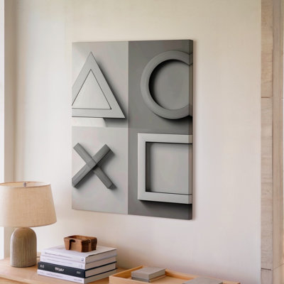 Wall Art Canvas Playstation Symbols Minimalist Black And White Gamer Art When Simplicity Ready To Hang Gallery Wrapped Home Decor Decor