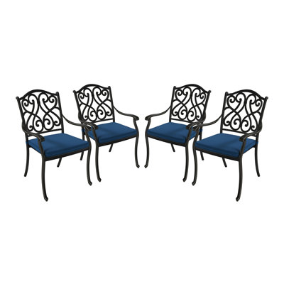 Gwyneth Cast Aluminum Stacking Patio Dining Armchair with Cushion