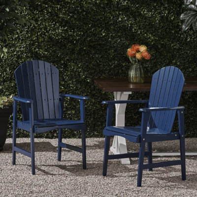 Navy Blue Wood Outdoor Dining Chair  2 Chairs , Traditional Slatted Design For Air Flow And Style, Weather - , 25l*23.5w*39h, 300lbs Weight Cap, Assembly Needed Chairs   Of 2  With Hue, Made From