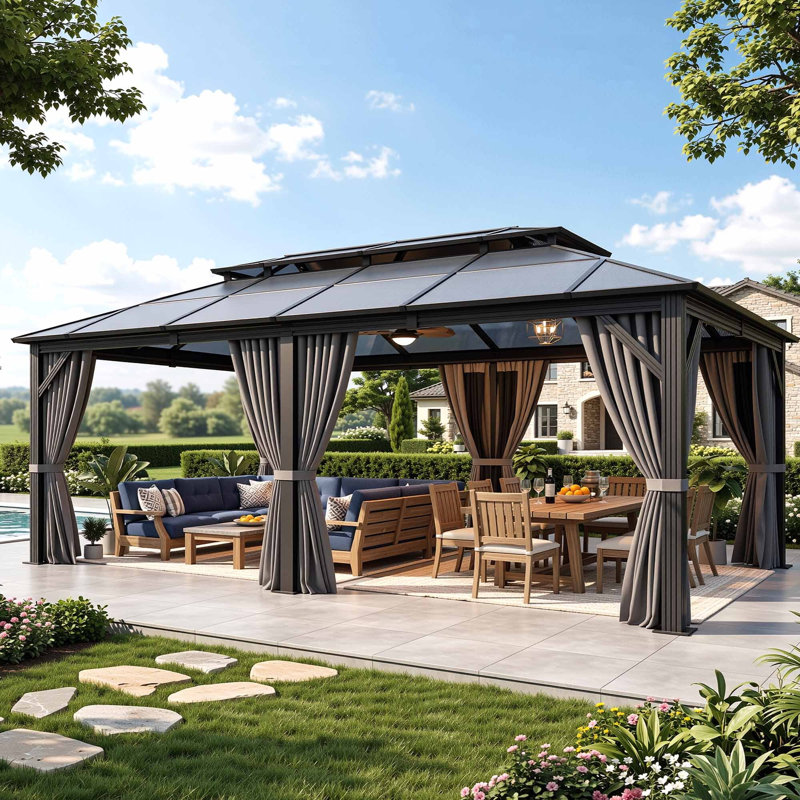 Pavillon de jardin double en polyéthylène Balconera avec cadre en aluminium, 20 Ft. W x 12 Ft. D