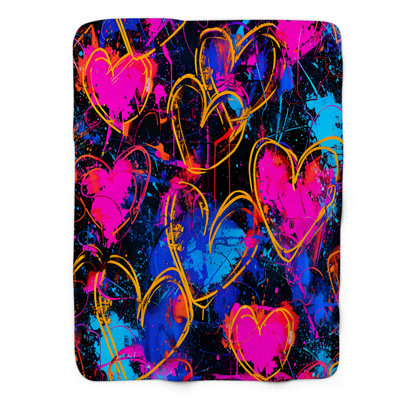 Neon Heartscape - 1 Piece Premium Sherpa Blanket Throw Blanket
