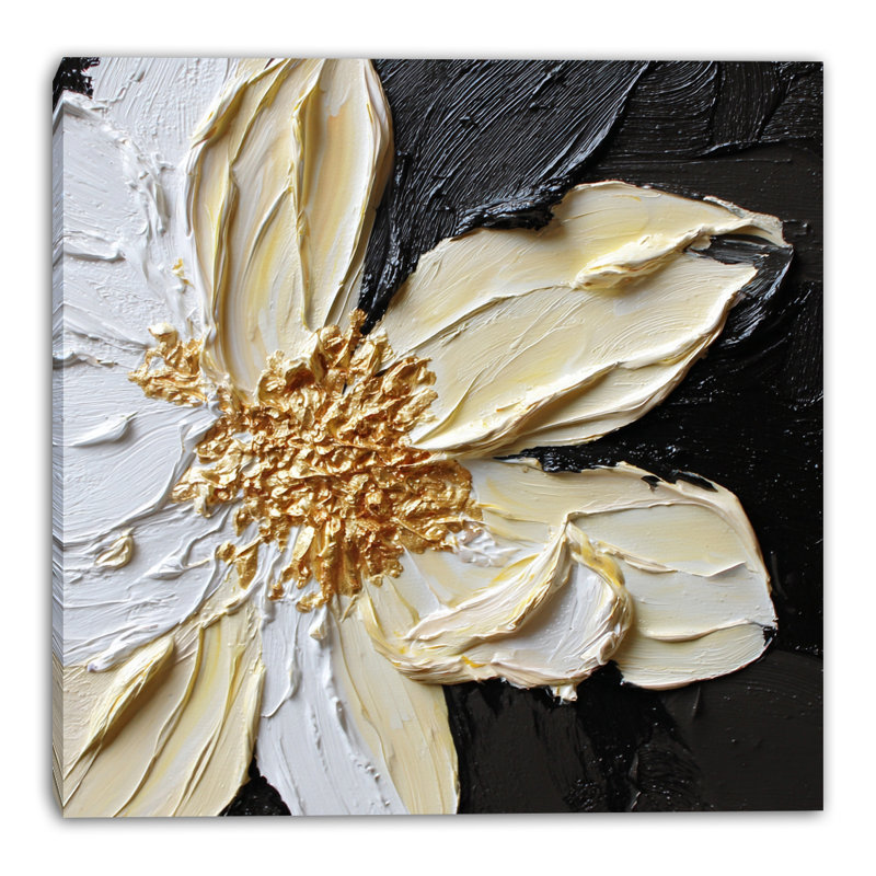 «Golden Floral Field», art mural sur toile tendue, L 12 po x H 12 po x P 1 po