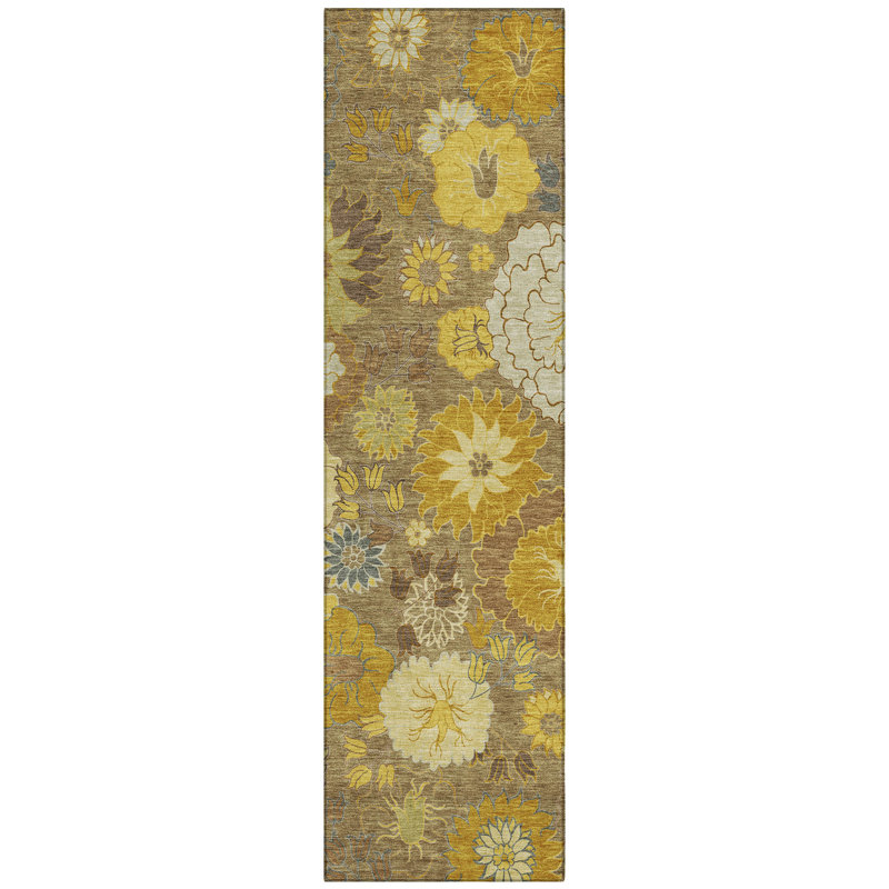 Machine Washable Indoor/Outdoor Emelia ACN2294 Floral Rug, Runner 2'3" x 7'6"