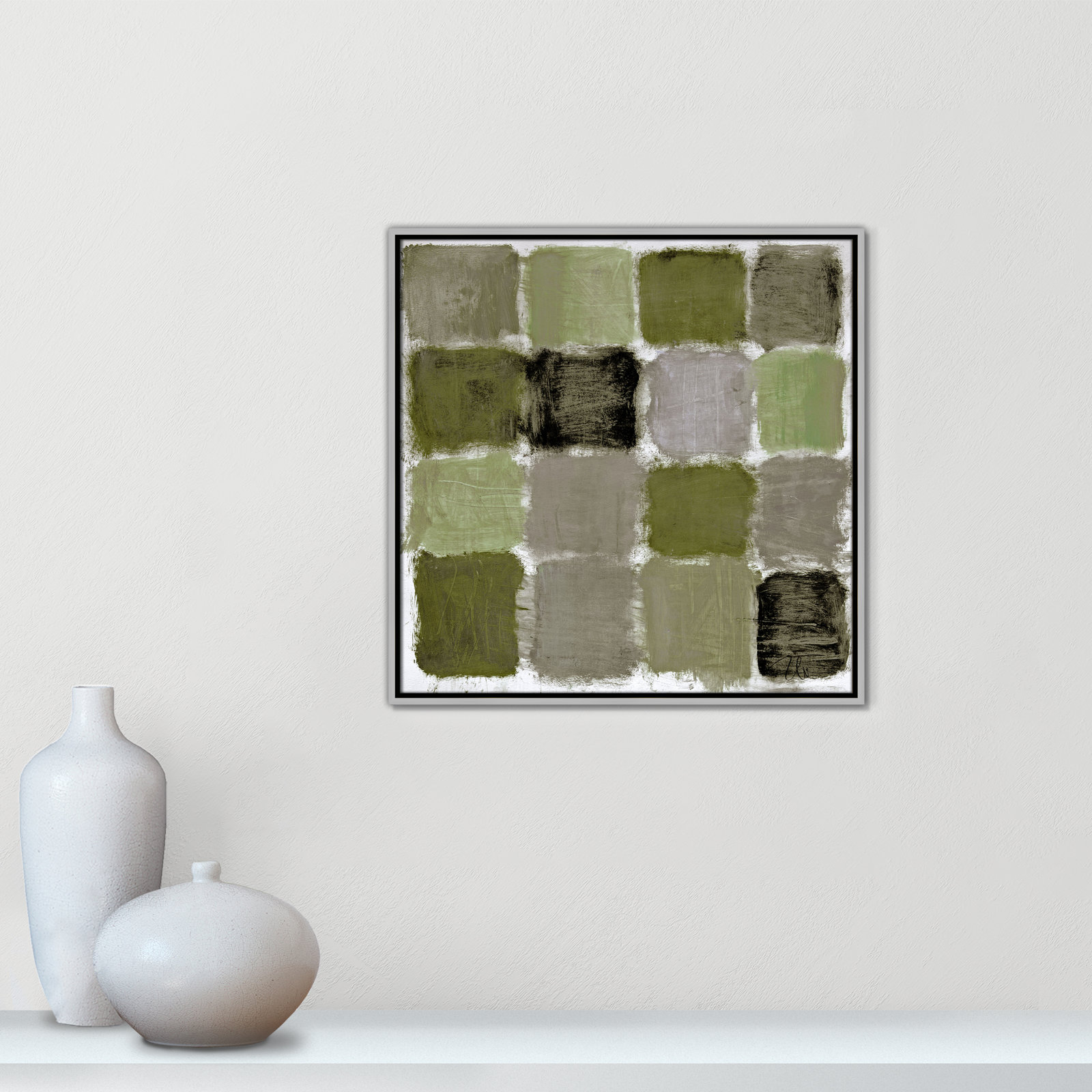 Coppola "Powder Room Green Reflections" Print, 25.5" H x 25.5" W, Silver