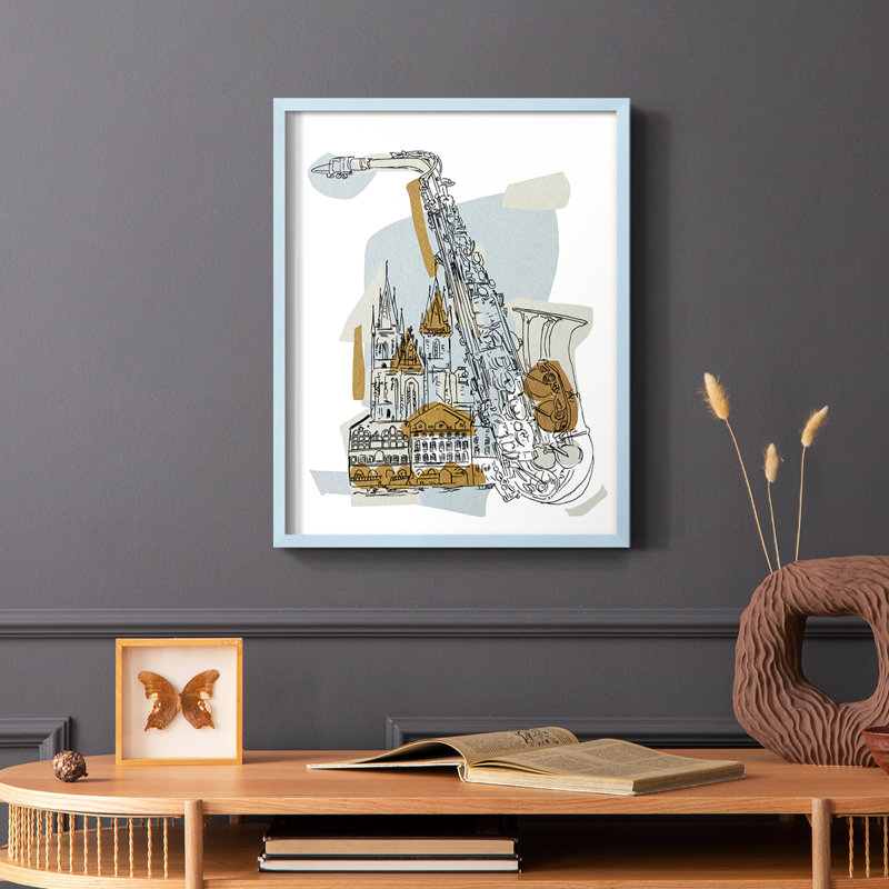 Rehearsal II Framed Print - Solid Wood, 10" H x 8" W, Blue