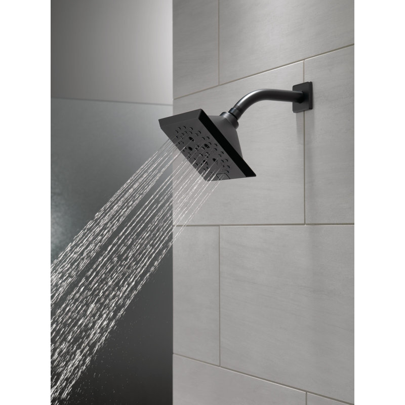 H2Okinetic 5-Spray Modern Square Raincan Shower Head 1.75 GPM, Matte Black