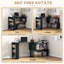Bureau d'angle en L, bureau à domicile rotatif à 360 degrés avec tablettes de rangement, poste de travail de table d'écriture-373975304