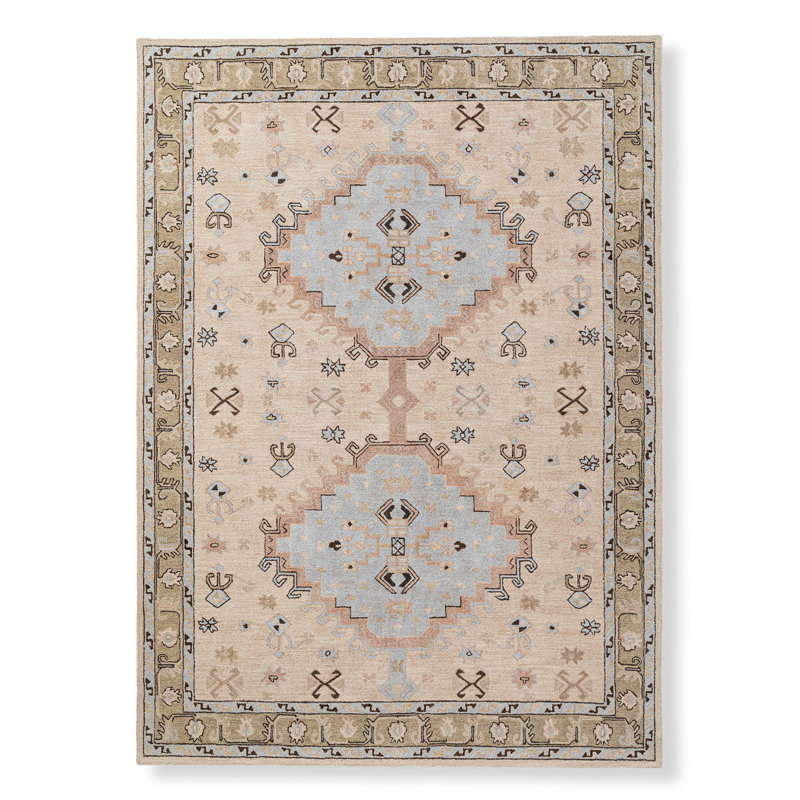 Wool Oriental Area Rug in Brown/Gray/Beige, Rectangle 5' x 8'