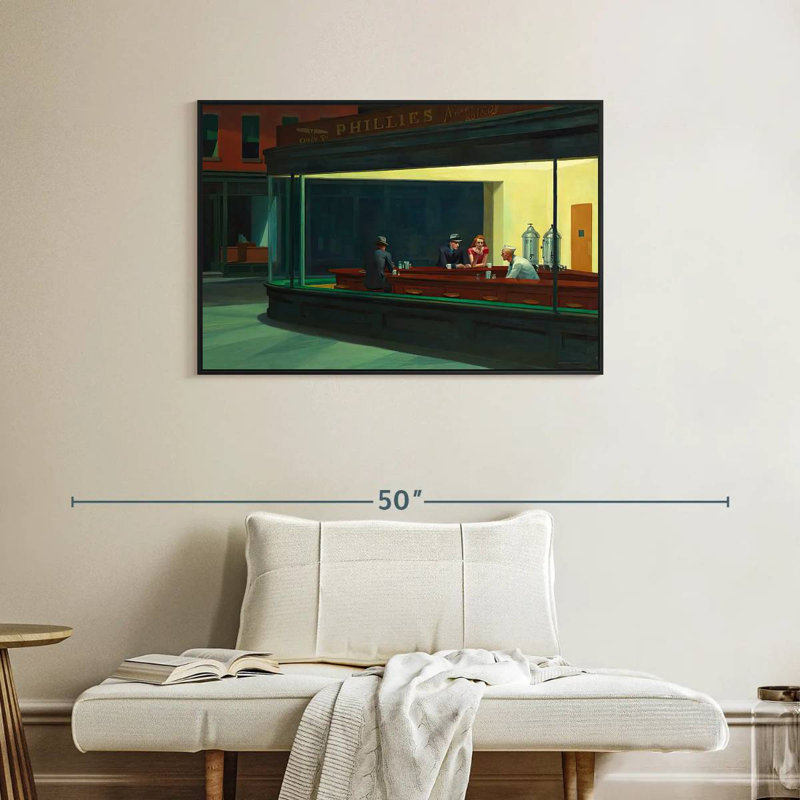 Nighthawks, Cadre flottant noir, 37 po x 25 po