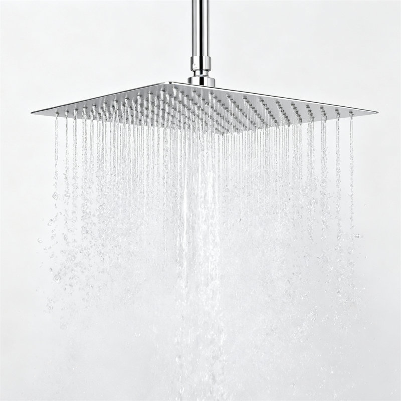 Shower Head – High-Flow Stainless Steel Square Showerhead, Waterfall Bathroom Shower Panel, Ceiling or Wall Mount (16-Inch)