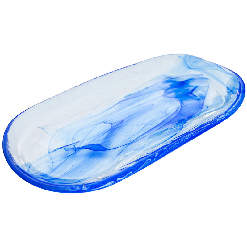 Plat en verre bleu / transparent