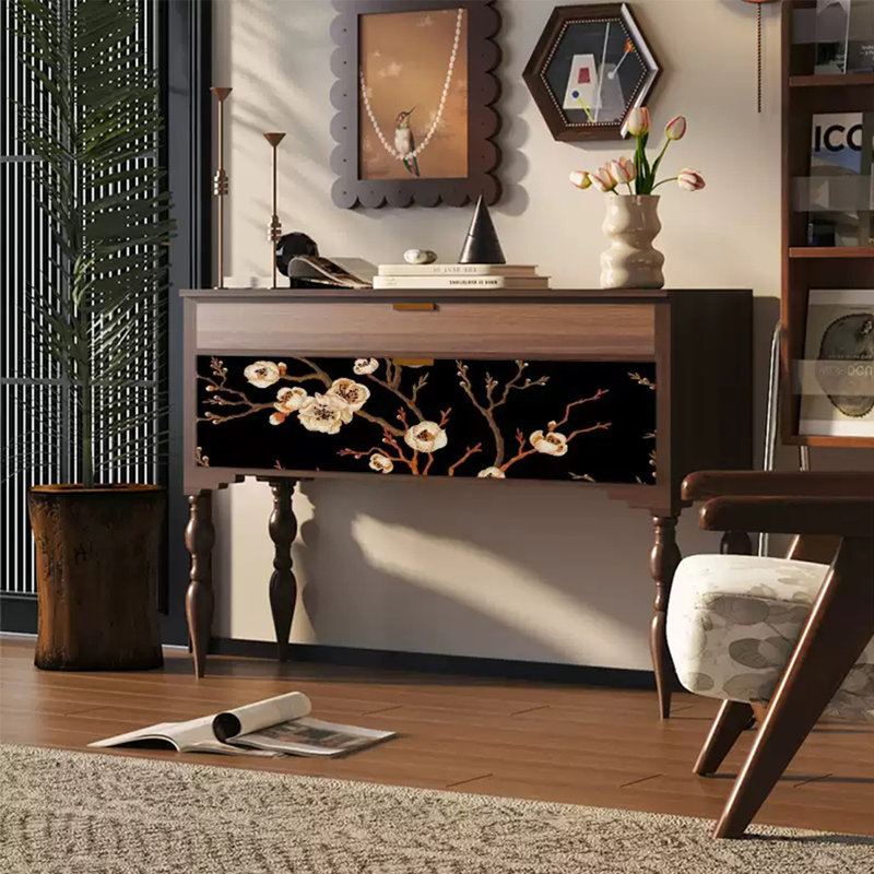 Console rétro avec tiroirs Retro Classical Elegant, Brun