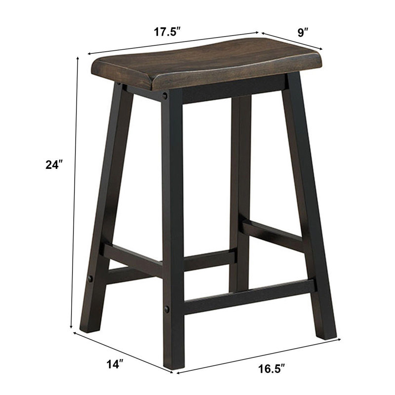 Tabouret de comptoir 24 po en bois massif, Gris