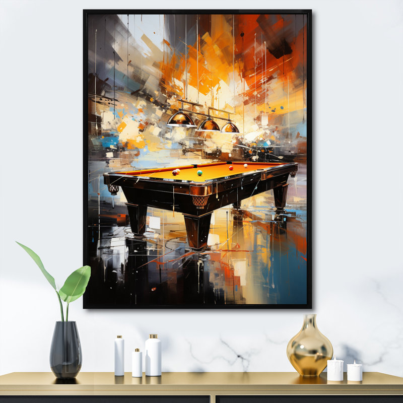 Billard Cueball Symphony An I - Billiards Large, art mural, Cadre flottant noir, H 32 po x l 24 po x P 1 po