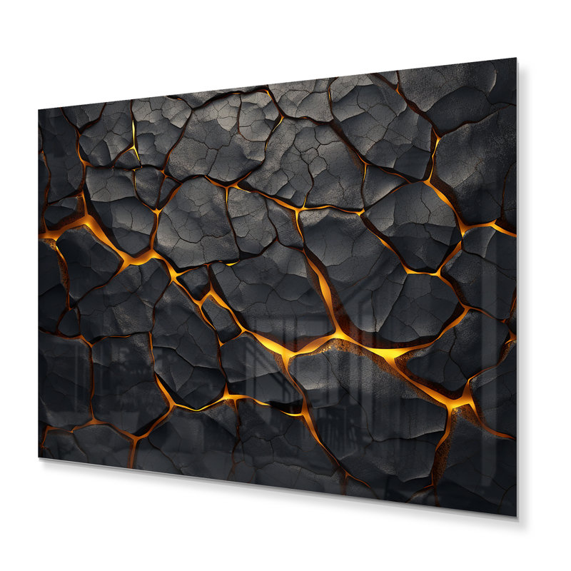 «Volcano Volcanic Veins» sur métal, H 16 po x l 32 po
