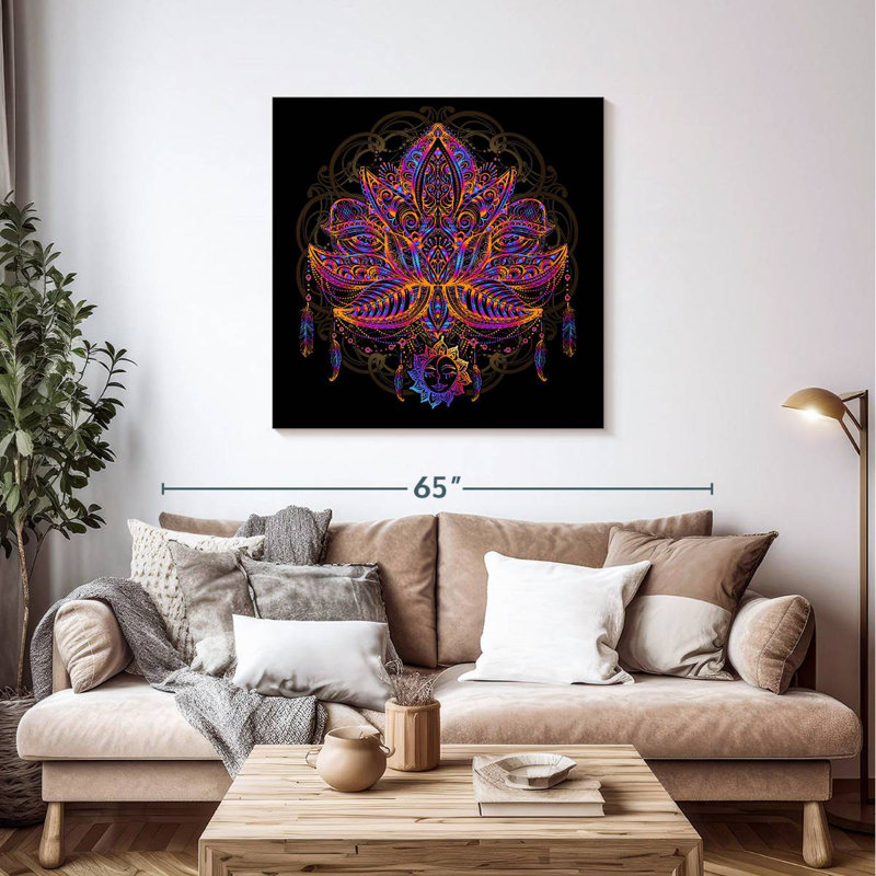 Mandala coloré Kerner Lotus, H 39 po x l 39 po