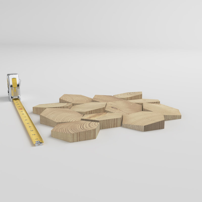 Medium Honeycomb Natural Wood Mosaic Wall Tile