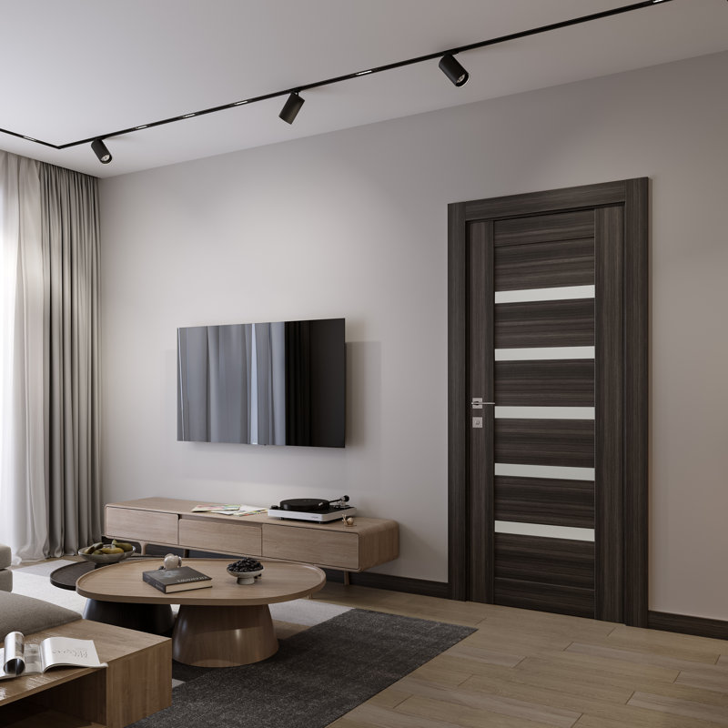 Dalle de porte intérieure en bois givré Elira, 17,8125 po x 95,24 po, Chêne gris