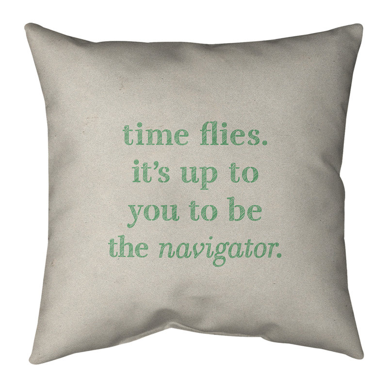 Coussin Handjet, 20 po x 20 po, Beige et vert, Housse de coussin seulement - sans coussin
