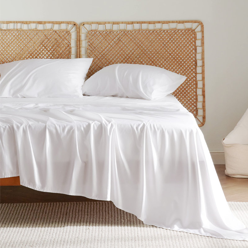 Essential Collection Cooling Rayon Derived from Bamboo Sheet Set, Twin XL Sheet Set with 1 Pillowcase, White