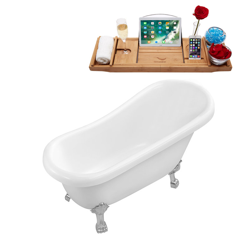 Baignoire de trempage sur pieds 61 po., Chrome poli, Bronze huilé mat