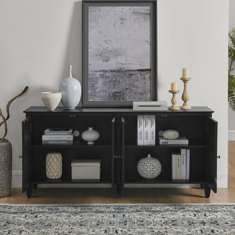 Buffet 65,5 po Mid Century Modern Buffet, Noir