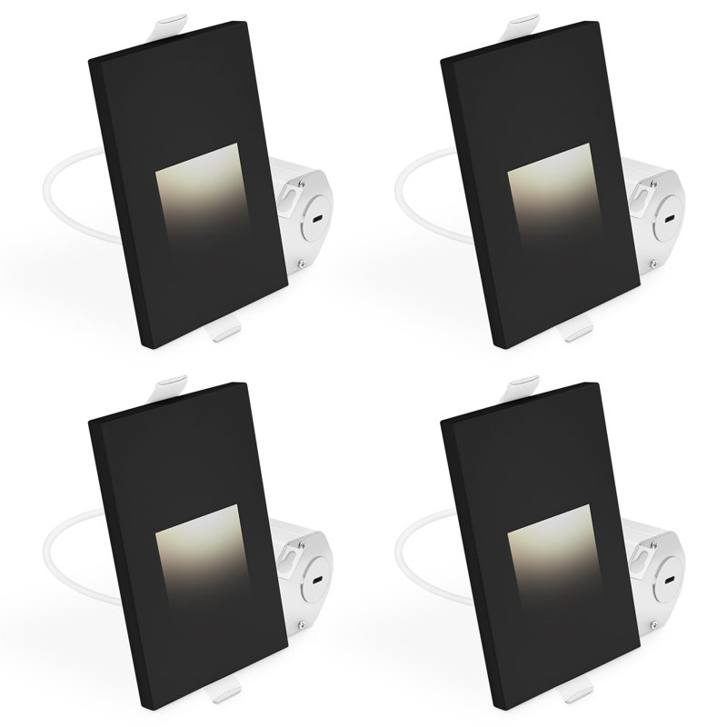 Éclairage de marches à pince DEL Luxrite, 5CCT, 3W, 150LM, faisceau 90 °, intensité variable, 120V, IP65, couvercle de plaque interchangeable, intérieur / extérieur, noir, lot de 4