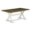 Ensemble de salle à manger 9 pièces comprenant une table de salle à manger rectangulaire avec pieds en X et 8 chaises Parson rembourrées en tissu crème, lin blanc-1226458646-1226458645-1226458644