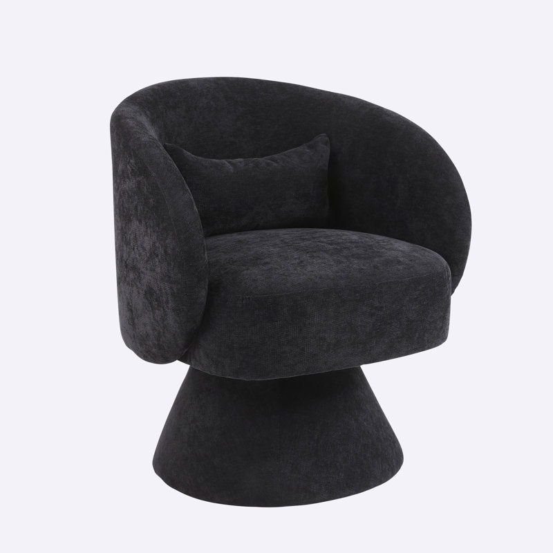 Huertes 26.40'' Wide Swivel Armchair, BLack Velvet