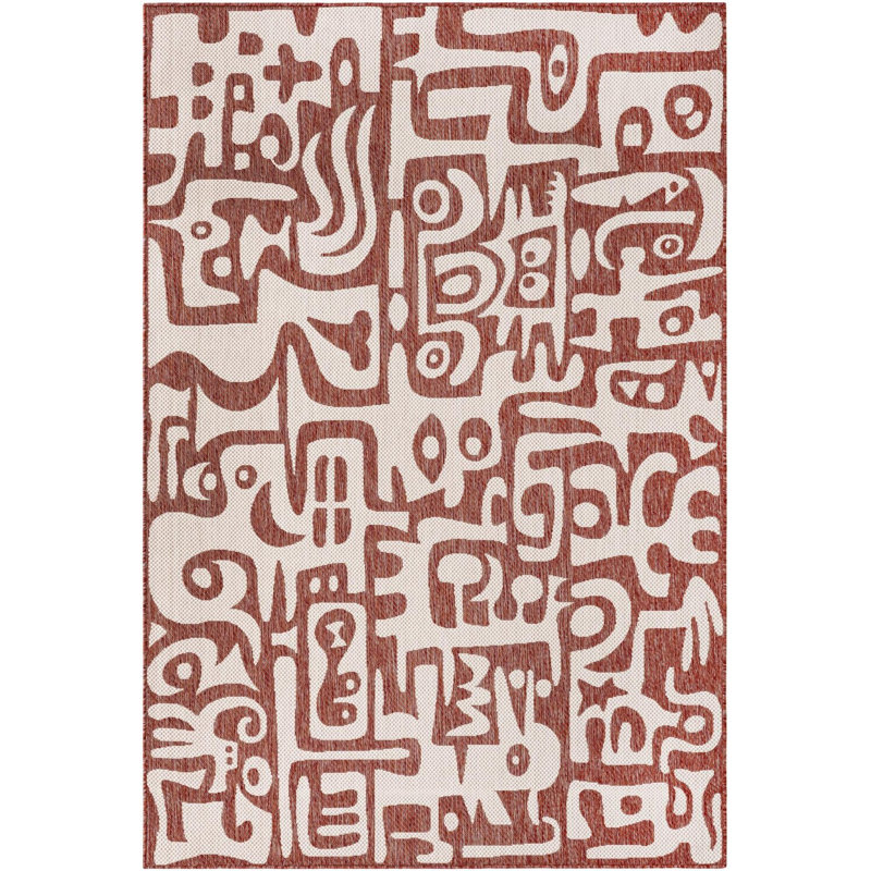 Tapis rouge rouille Aucun, Rectangle 6 pi 1 po x 9 pi