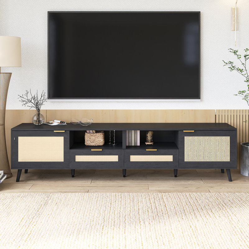 Modern Farmhouse TV Stand For Tvs Up To 85", Black