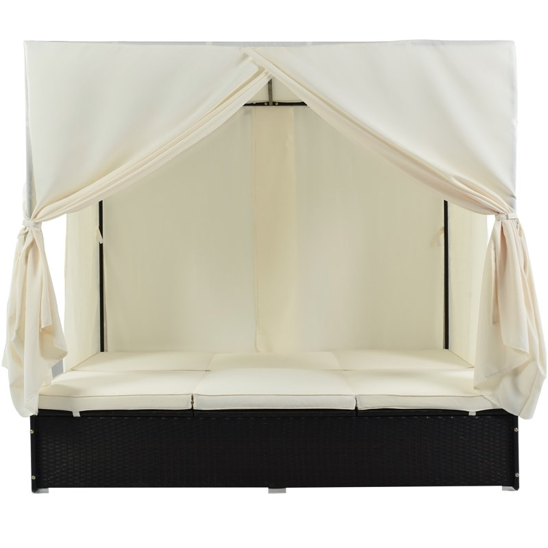Méridienne d'extérieur double avec rideaux, Beige